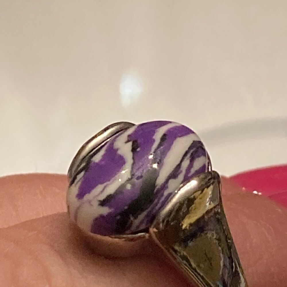 Purple Boho Agate Stone Ring Size 6 1/2